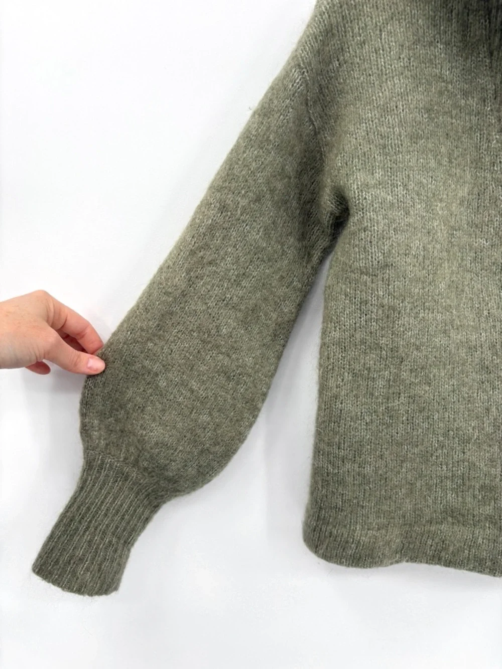 SÉZANE Mika Wool Mohair Sweater Jumper Olive Green XS - Picture 6 of 11